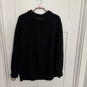 Jenni Kayne Oversized Cotton Fisherman Sweater Black Small